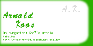arnold koos business card