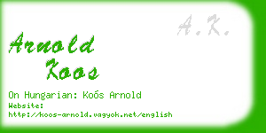 arnold koos business card